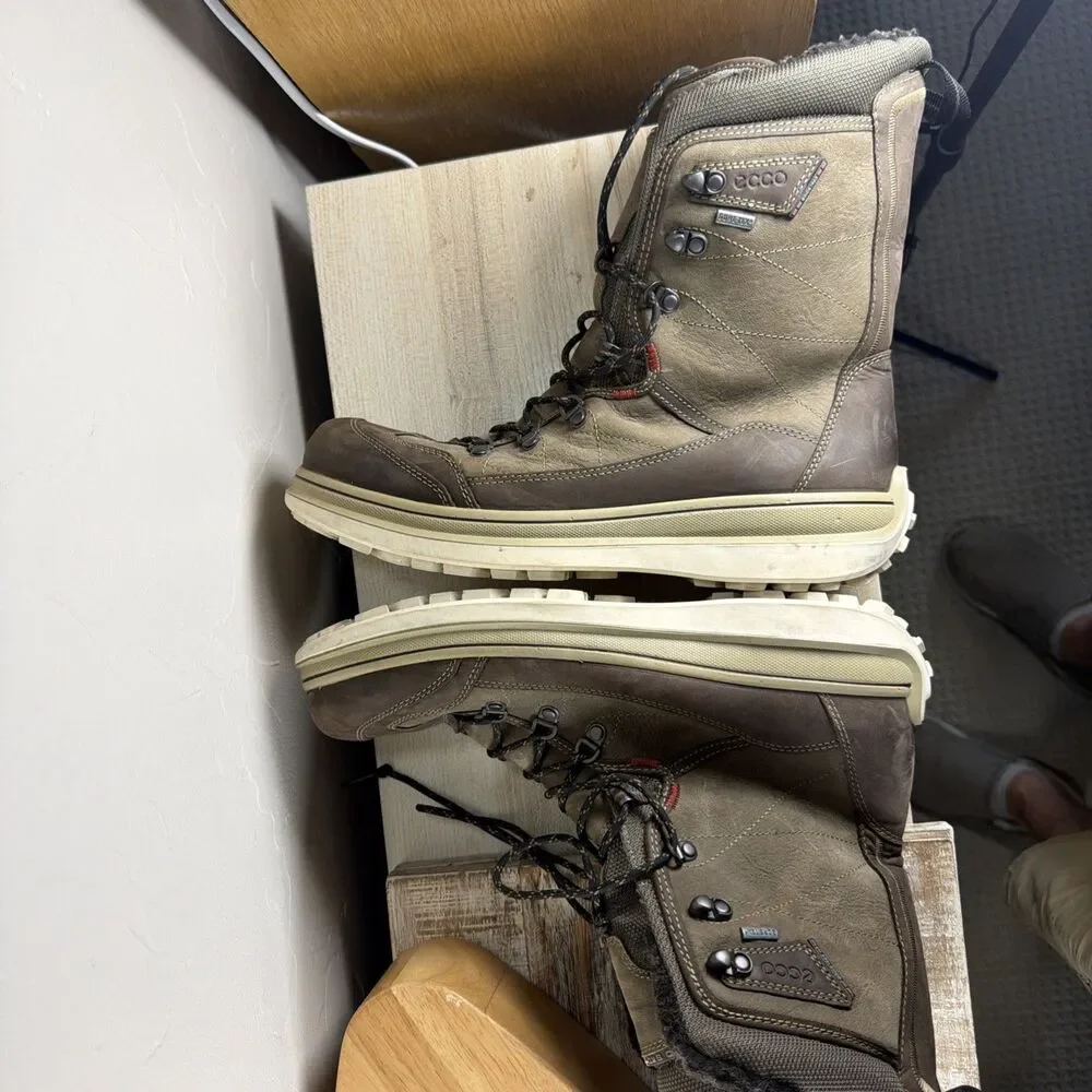 ECCO Roxton Gore-Tex Men's 42 Brown Leather Suede Winter Snow Boots Waterproof